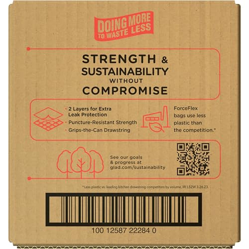 GLAD ForceFlex Tall Kitchen Drawstring Trash Bags, 13 Gallon White Trash Bag for Kitchen Trash Can, Gain Moonlight Breeze with Febreze Freshness and Leak Protection, 110 Count (Package May Vary)