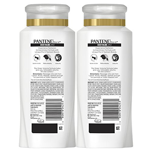 Pantene Sheer Volume 2 in 1 Shampoo and Conditioner 25.4 Fl Oz (Pack of 2)