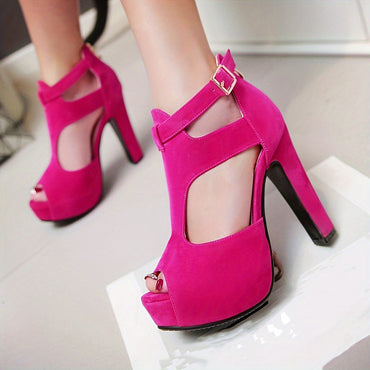 Elegant Peach Platform High Heels for Women - Breathable Summer Stiletto Sandals with Open Toe Design, Ankle Strap, and Faux Cover Interior - Ideal for Work & Casual Wear, Stiletto Heels