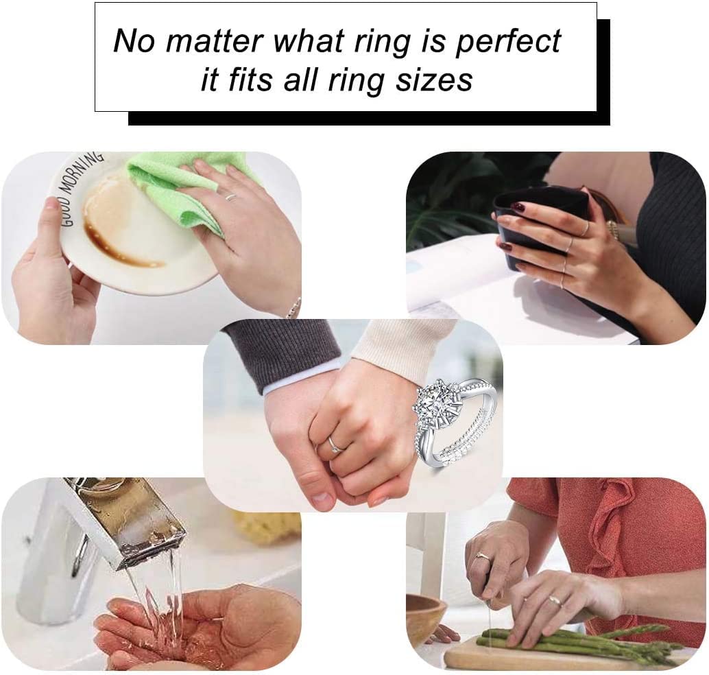 Ring Size Adjuster for Loose Rings, Eiito Ring Sizers Ring Spacers or Ring Tightener - Invisible Ring Guards - 6 Sizes Fitter, Resizer Fit Almost Any Size Rings