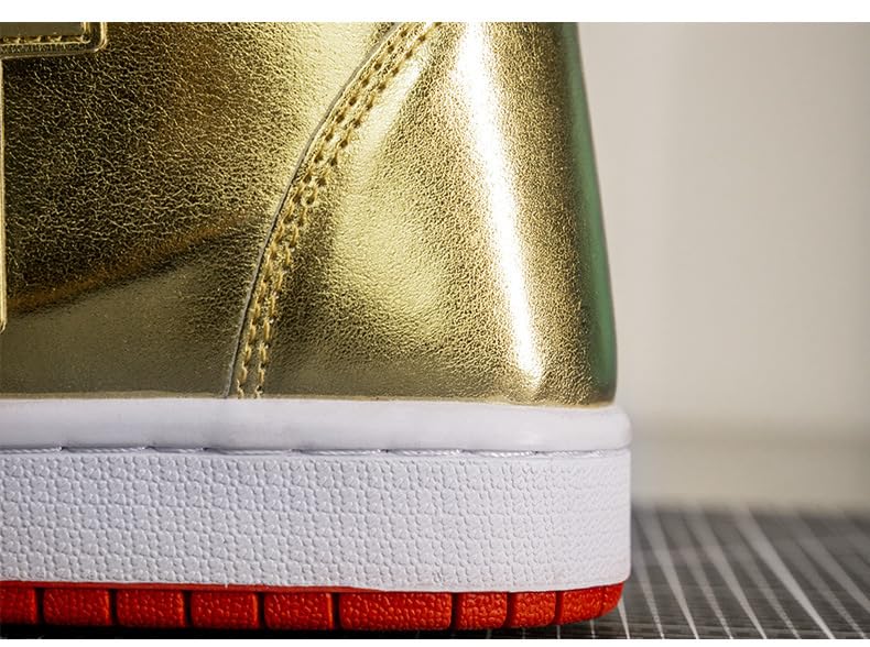 UnideKuaiDi T Sneakers Never Surrender Shoes Trump Gold Running Shoes for Men Women Youth (Gold, Adult, Men, 8.5, Numeric, US Footwear Size System, Medium)