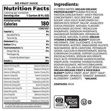 Orgain USDA Organic Kids Nutritional Protein Shake, Chocolate, 8 fl oz, 24-pack