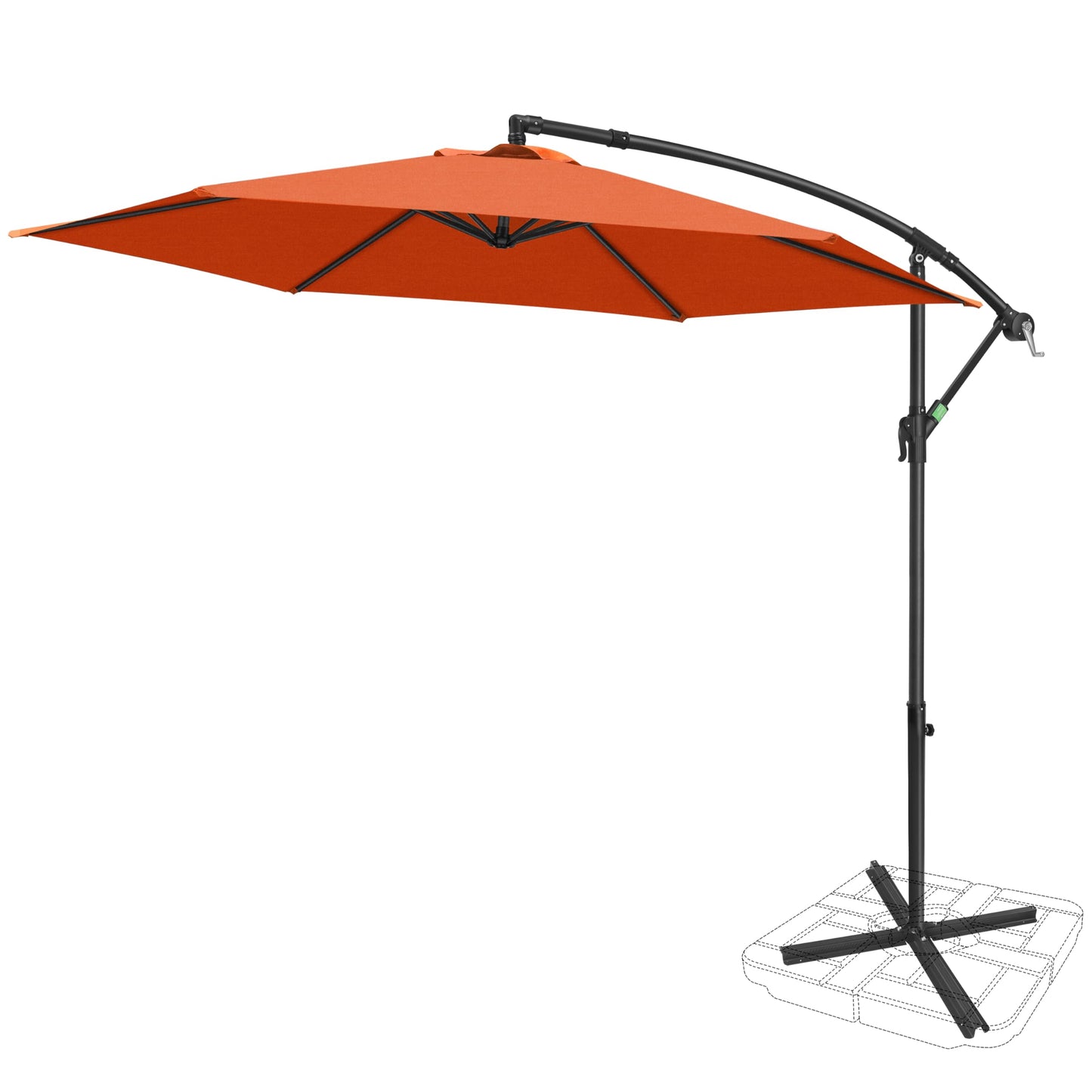 FRUITEAM 10Ft Offset Patio Umbrella, Cantilever Hanging Umbrellas, Outdoor Umbrella Large Market Umbrella with Crank & Cross Bar, Waterproof UV Protection UPF50+ for Garden/Pool/Backā¦