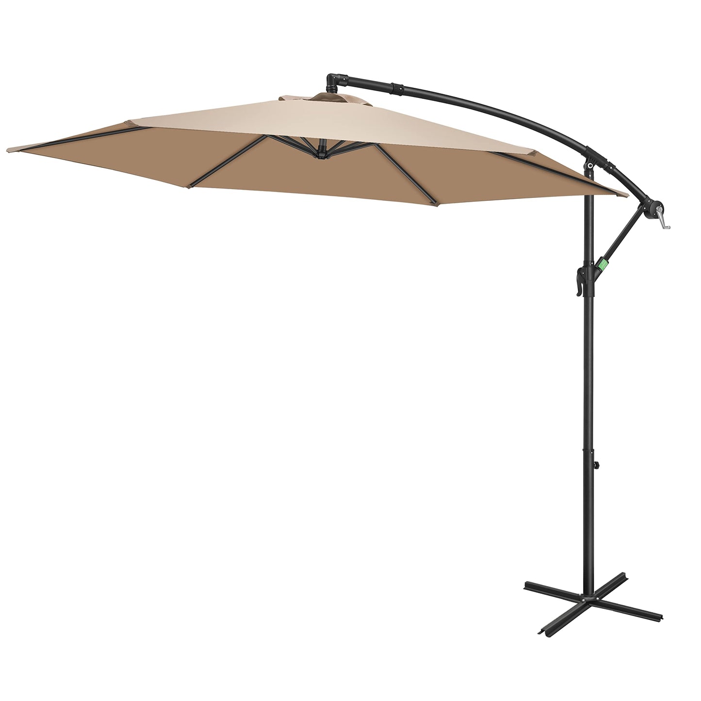 FRUITEAM 10FT Patio Offset Umbrella Cantilever Umbrella, Large Hanging Market Umbrella with Crank & Cross Bar, Waterproof UV Protection Outdoor Umbrella with Ventilation for Backyard, Garden