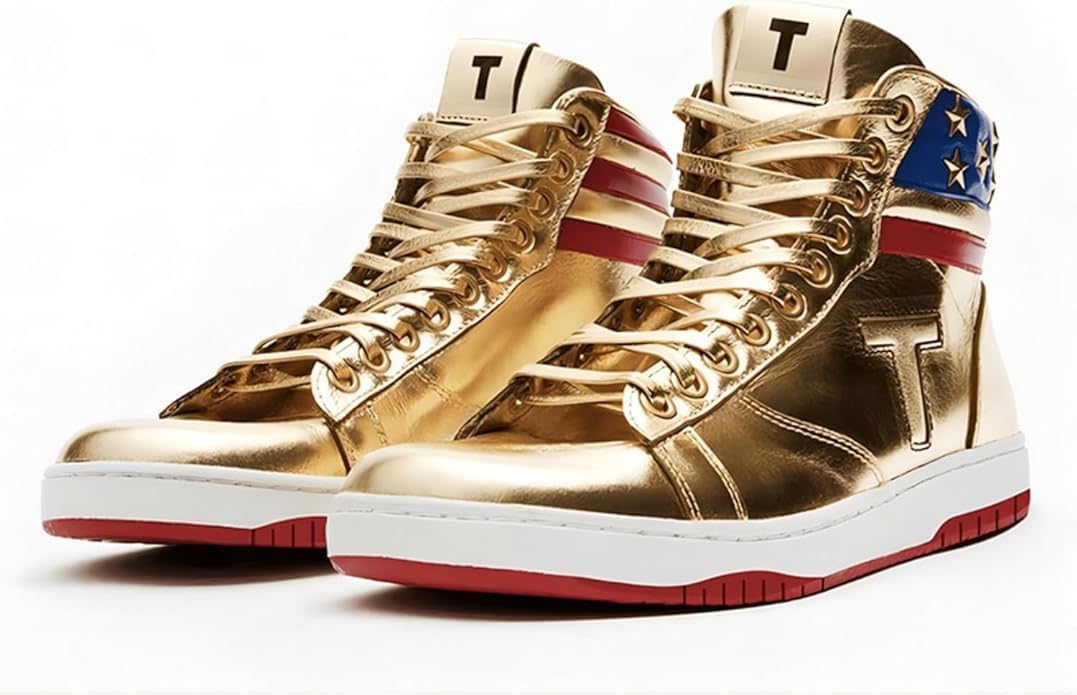UnideKuaiDi T Sneakers Never Surrender Shoes Trump Gold Running Shoes for Men Women Youth (Gold, Adult, Men, 8.5, Numeric, US Footwear Size System, Medium)