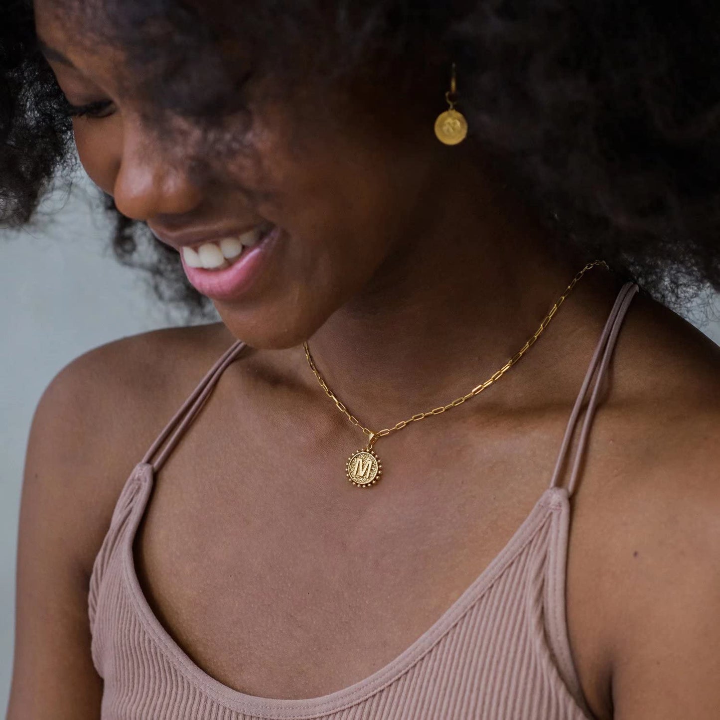 Yoosteel Gold Necklaces for Women, 14K Gold Plated Dainty Layering Paperclip Link Chain Necklace Personalized Coin Pendat S Gold Layered Necklaces for Women Gold Jewelry Gifts