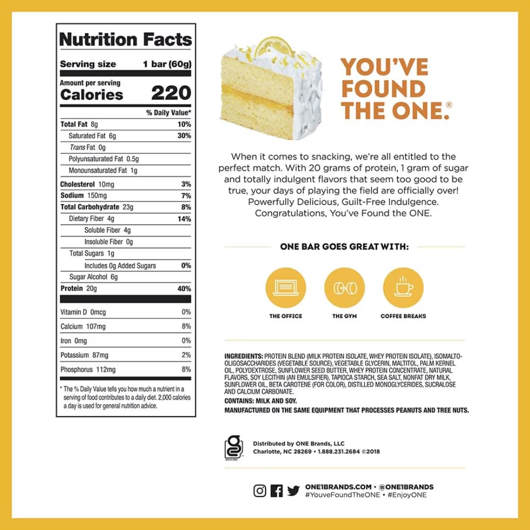 ONE bar, Protein Bars, 3 Flavor Variety Pack, Gluten Free 20g Protein and Only 1g Sugar, 2.12 oz Bars (Pack of 12)