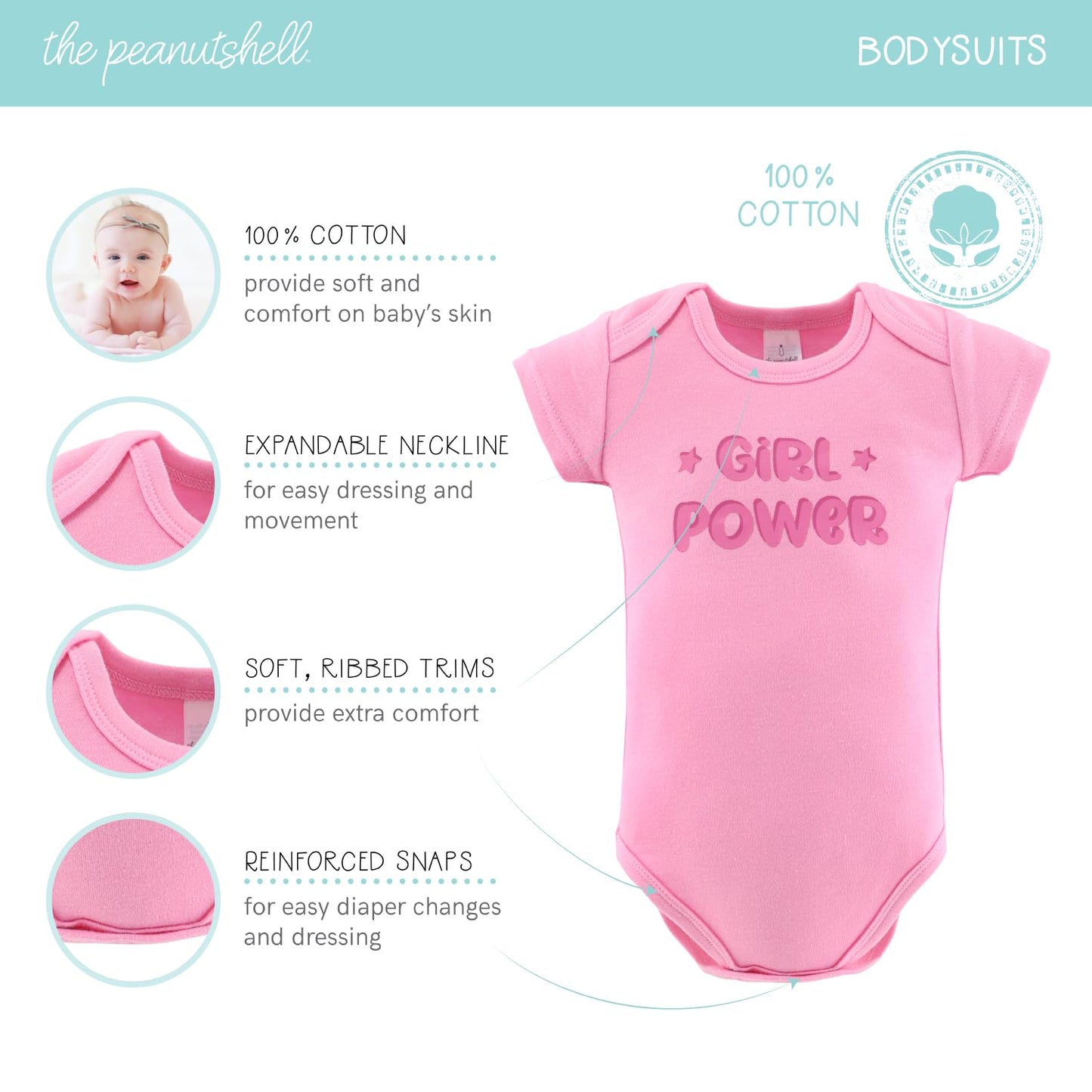 The Peanutshell Newborn Girl Clothes & EssentIals Set, 16 Piece Baby Layette Gift Set, 0-3 Month Outfits