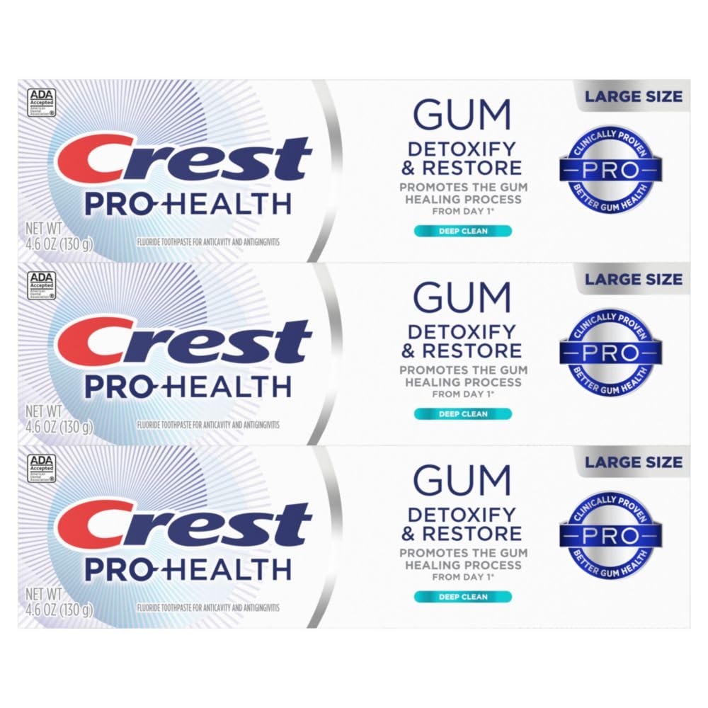 Crest Pro-Health Gum Detoxify and Restore Deep Clean Toothpaste 4.8oz Pack of 3 Anticavity, Antibacterial Flouride Toothpaste, Clinically Proven, Gum and Enamel Protection