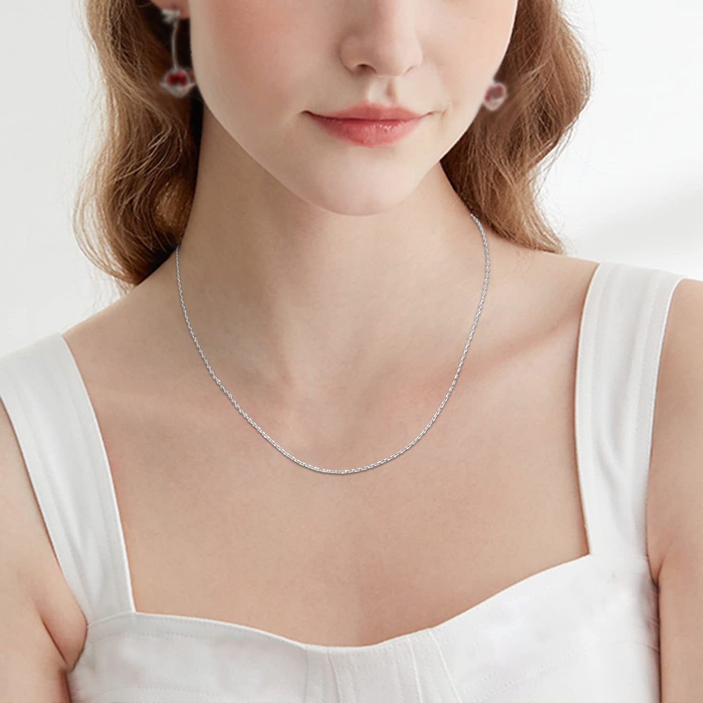 Jewlpire 925 Sterling Silver Chain Necklace Chain for Women Girls 1.1mm Cable Chain Necklace Upgraded Spring-Ring Clasp - Thin & Sturdy - Italian Quality 18 Inch