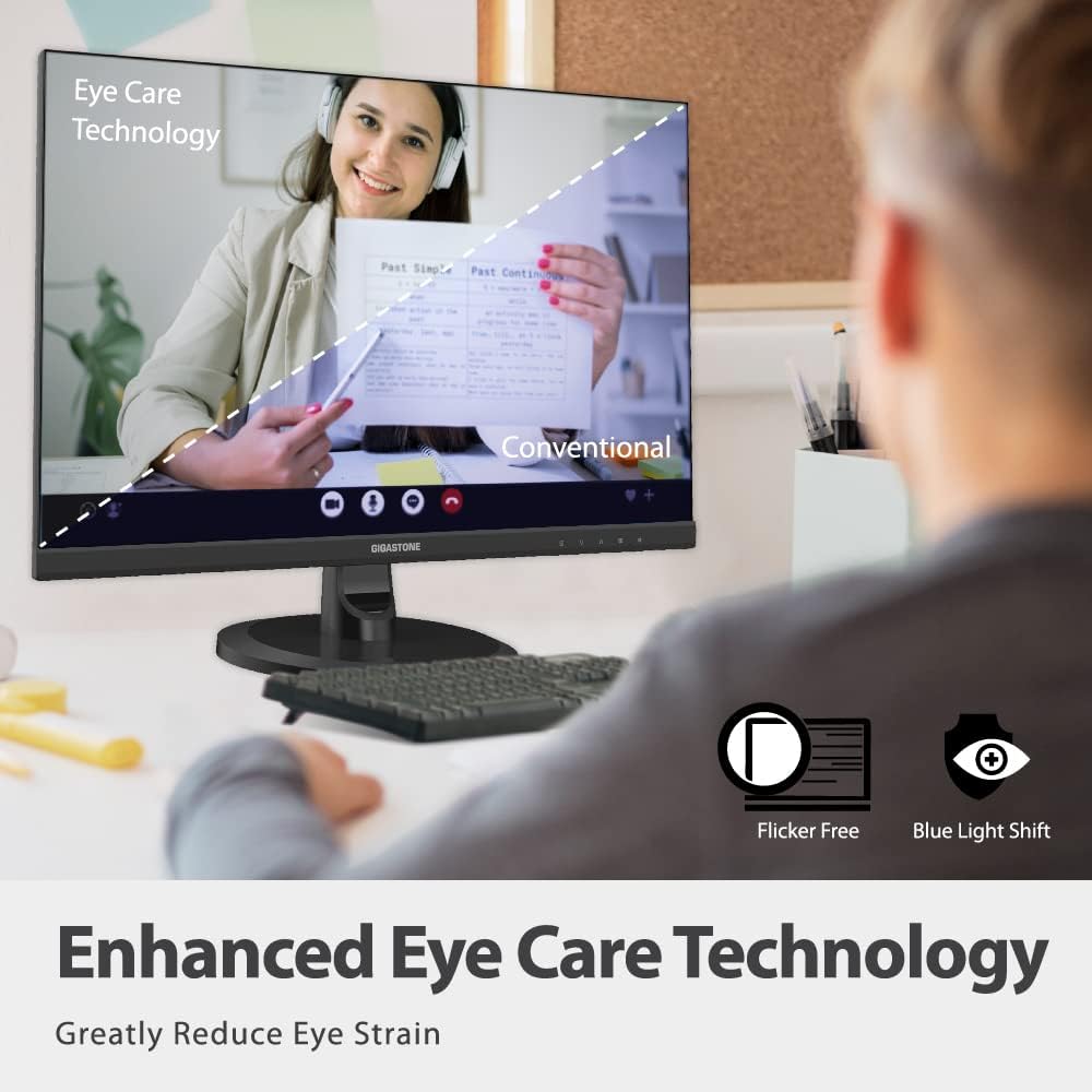 Gigastone 27 inch IPS LED Back Light Monitor 2-Pack 75Hz FHD 1920 x 1080, 178° Wide View Frameless, Dual Monitor, 5ms, Built-in Speakers, Eye Care Technology, Ergonomic Tilt VESA Mount, HDMI VGA