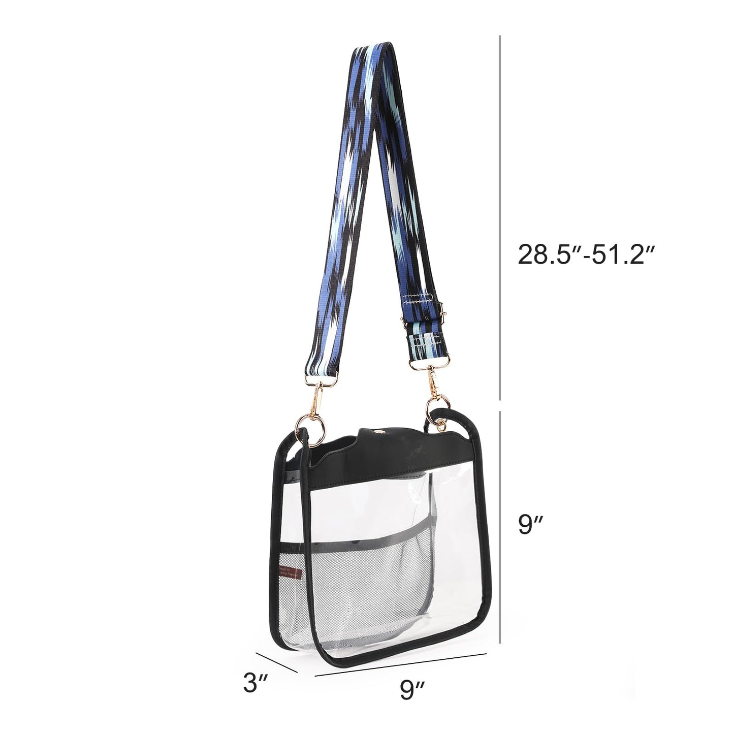 Montana West Clear Crossbody Bag with Guitar Strap Small Cross Body Purses Shoulder Handbag for Women MWC-308BK