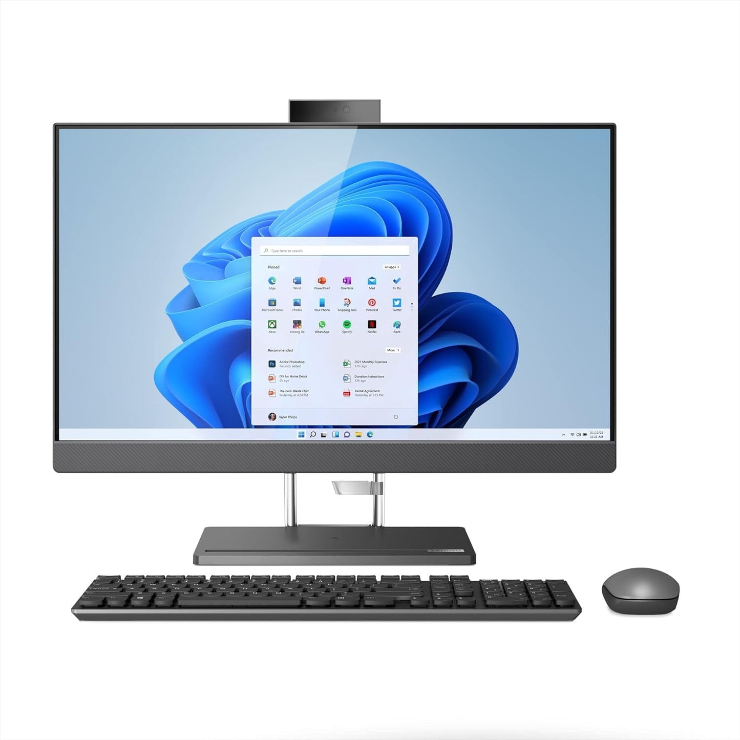 Lenovo IdeaCentre AIO 5 AIO Desktop 27" QHD IPS Anti-Glare Touchscreen 350nits 100Hz Intel 14-core i7-12700H Processor 16GB RAM 512GB SSD 5MP+ IR Camera JBL Win11 Grey + HDMI Cable