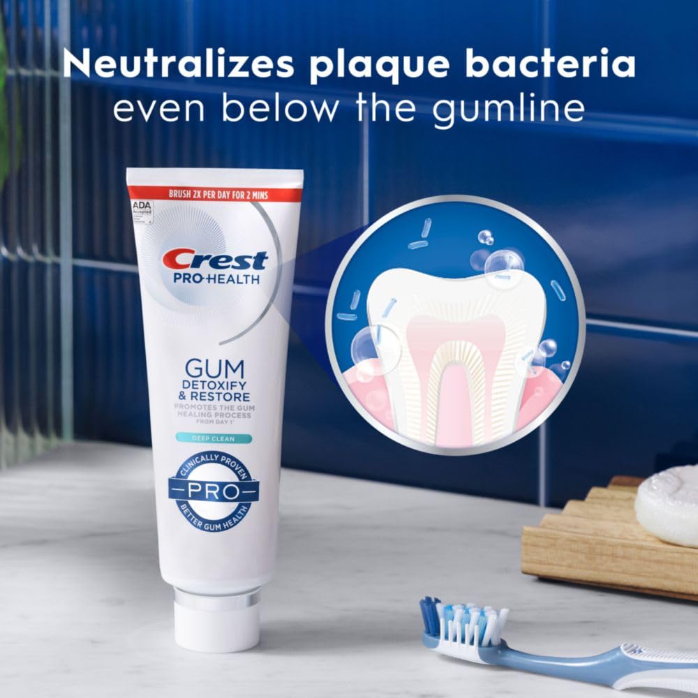 Crest Pro-Health Gum Detoxify and Restore Deep Clean Toothpaste 4.8oz Pack of 3 Anticavity, Antibacterial Flouride Toothpaste, Clinically Proven, Gum and Enamel Protection