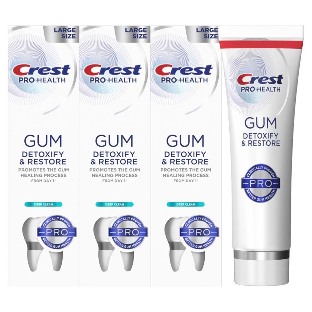 Crest Pro-Health Gum Detoxify and Restore Deep Clean Toothpaste 4.8oz Pack of 3 Anticavity, Antibacterial Flouride Toothpaste, Clinically Proven, Gum and Enamel Protection
