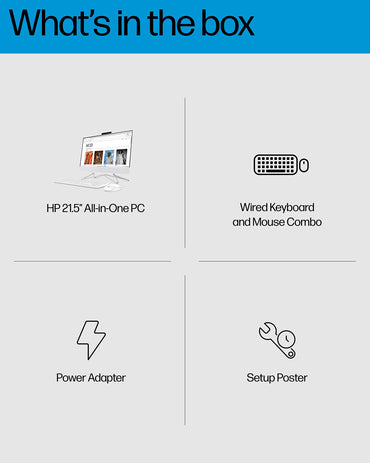 HP All-in-One PC Desk Computer, 21.5" Full HD Micro-Edge Display, AMD Ryzen 3 Processor, AMD Radeon Graphics, 8 GB SDRAM, 256 GB SSD, Windows11 Home OS, MU-MIMO, Bluetooth, and Wi-Fi (22-dd0032, 2022)