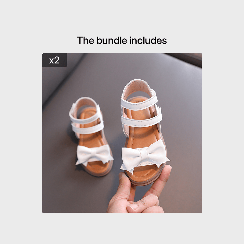 Adorable Bow-Adorned Casual Sandals For Baby Girls, Soft Sole Sandals Perfect For Walking