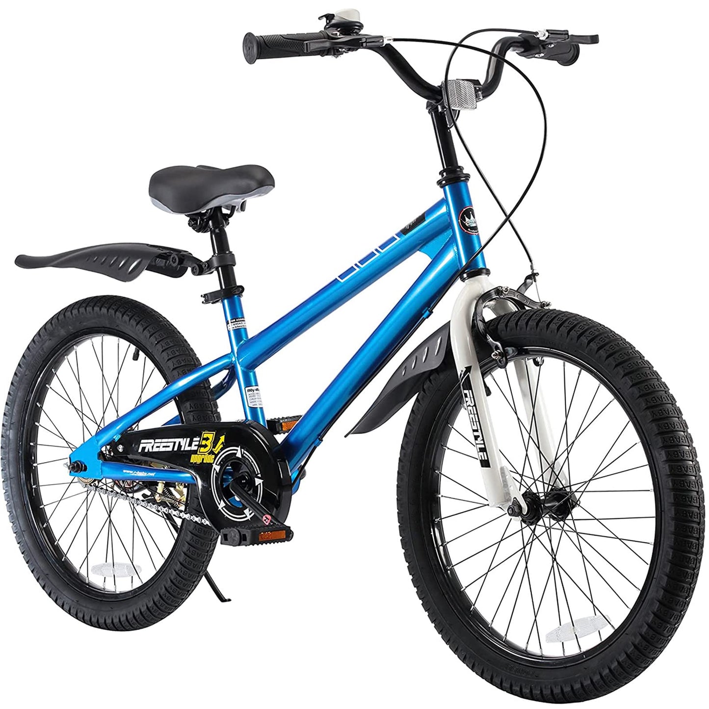 RoyalBaby Freestyle Kids Bike 20 Inch Wheel Bicycle Teens BMX with Dual Hand Brakes Kickstand Boys Girls Ages 6-10 Years, Blue