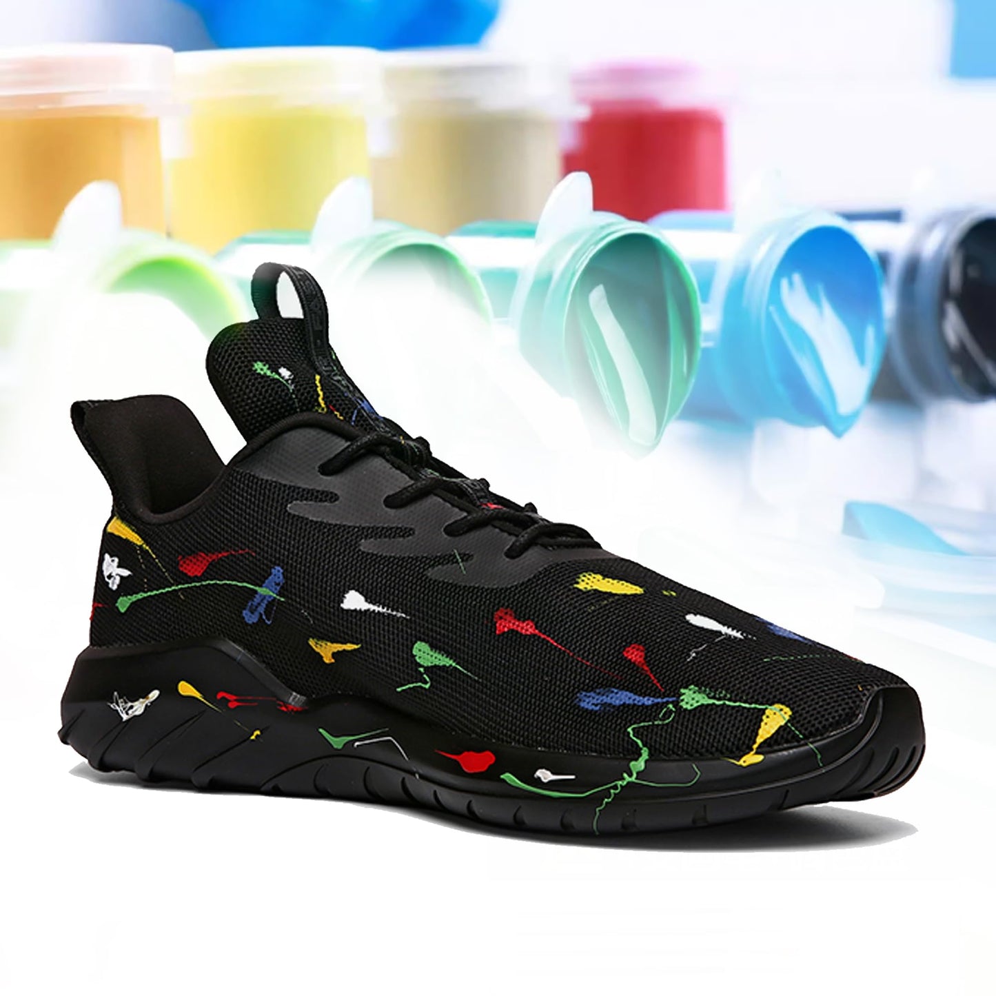 Soulsfeng Mens Running Shoes Lightweight Breathable Fashion Stylish Sports Workout Gym Tennis Walking Black Sneakers for Men Size 13 US