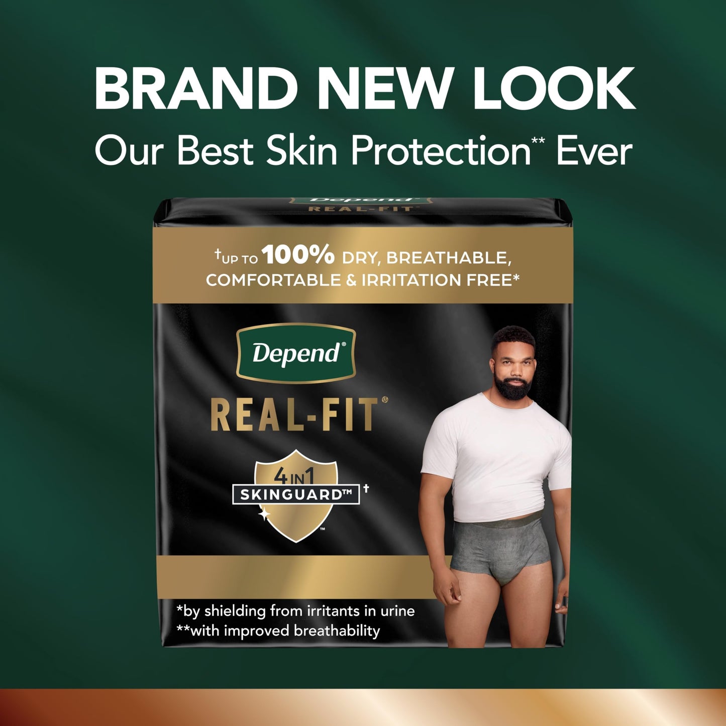 Depend Real Fit Incontinence Underwear for Men, Disposable, Maximum Absorbency, Small/Medium, Black, 56 Count, Packaging May Vary
