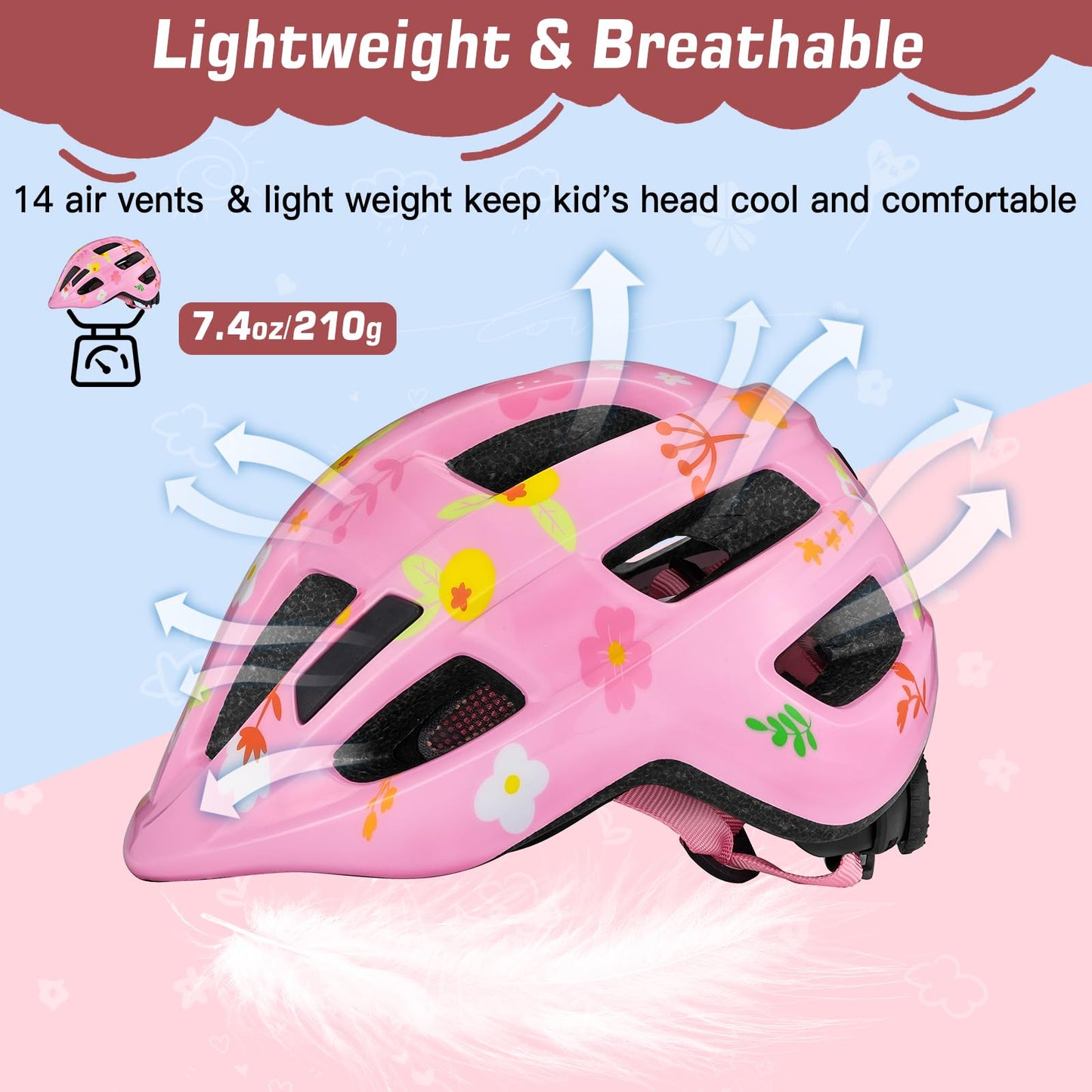 Zacro Kids Bike Helmet for Boys and Girls - From Toddler to Youth Ages 2-5/5-8/8-14 Years Old, Adjustable Multi-Sport Bicycle Skateboard Roller Skating Scooter Balance Bike Helmets for Children Safety