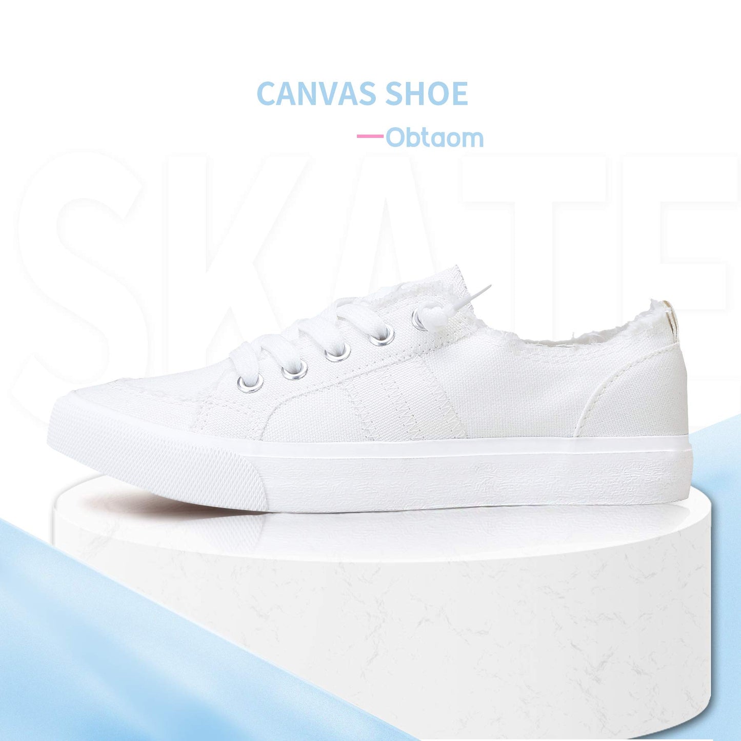 Women's Play Fashion Sneaker White Color Washed and Leopard Canvas Slip on Shoes(White US08)