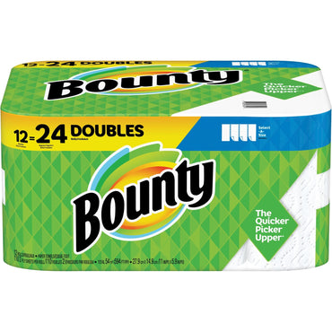 Bounty® Select-A-Size® Double 2-Ply Paper Towels, 98 Sheets Per Roll, Pack Of 12 Rolls