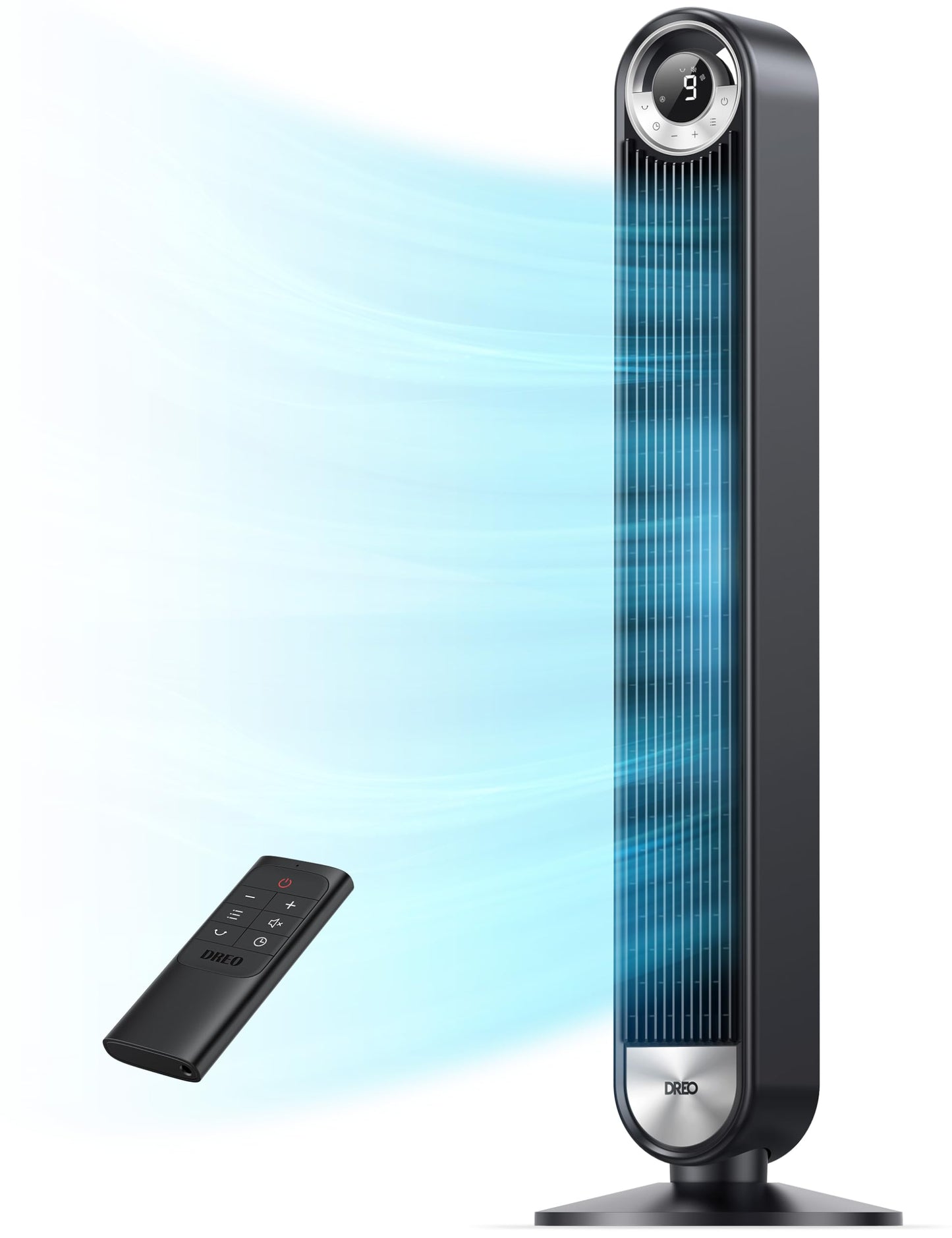Dreo Tower Fan for Bedroom, Upgraded DC 9 Speeds Utral-Quiet Floor Fan, 90° Oscillating Fans for Indoors with 26ft/s Velocity, 12H Timer, Standing Fans, Bladeless Fan Powerful for Home Office Room