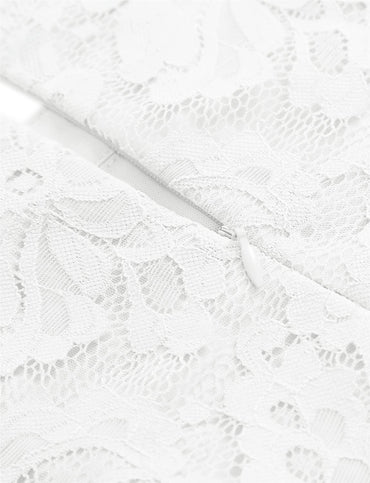 Dressystar 0028 Halter Floral Lace Cocktail Party Dress Hi-Lo Bridesmaid Dress White S