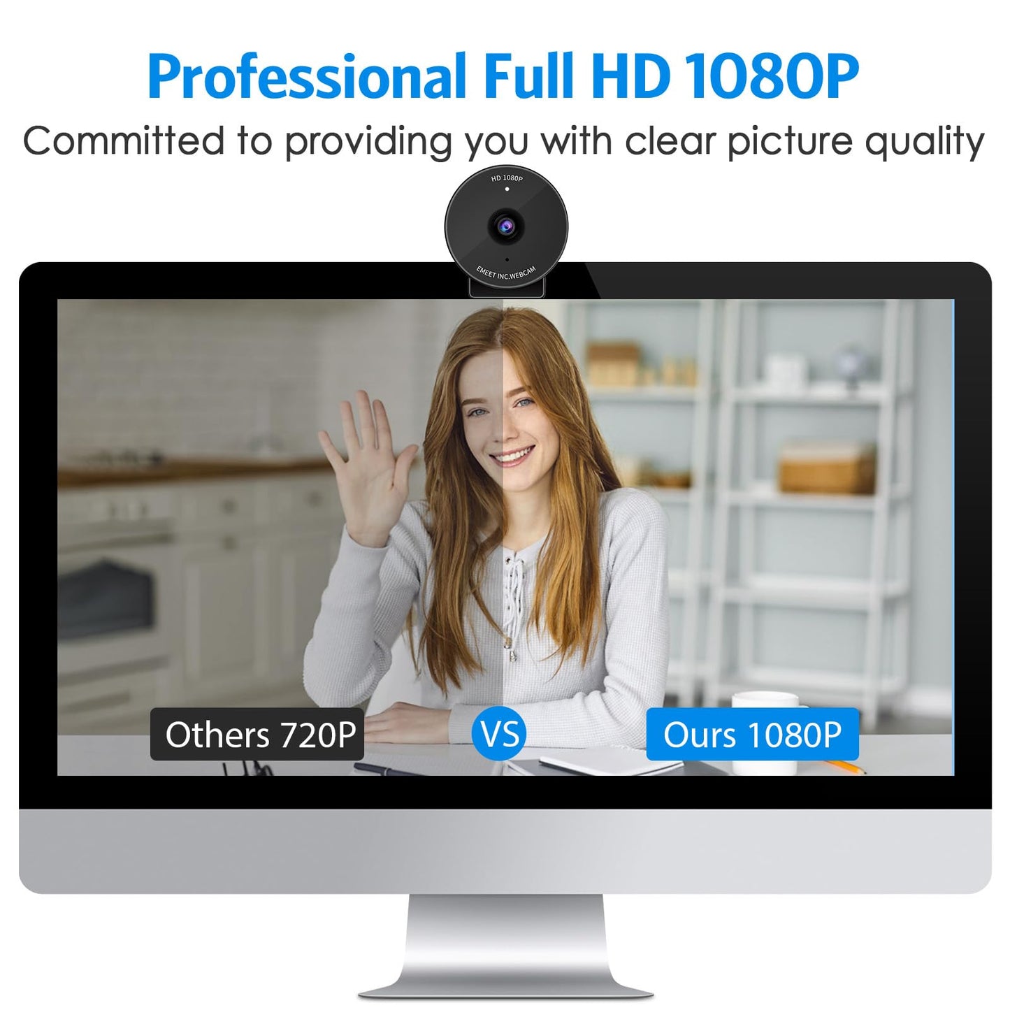EMEET 1080P Webcam - USB Webcam with Microphone & Physical Privacy Cover, Noise-Canceling Mic, Auto Light Correction, C950 Ultra Compact FHD Web Cam w/ 70°View for Meeting/Online Classes/Zoom/YouTube