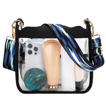 Montana West Clear Crossbody Bag with Guitar Strap Small Cross Body Purses Shoulder Handbag for Women MWC-308BK