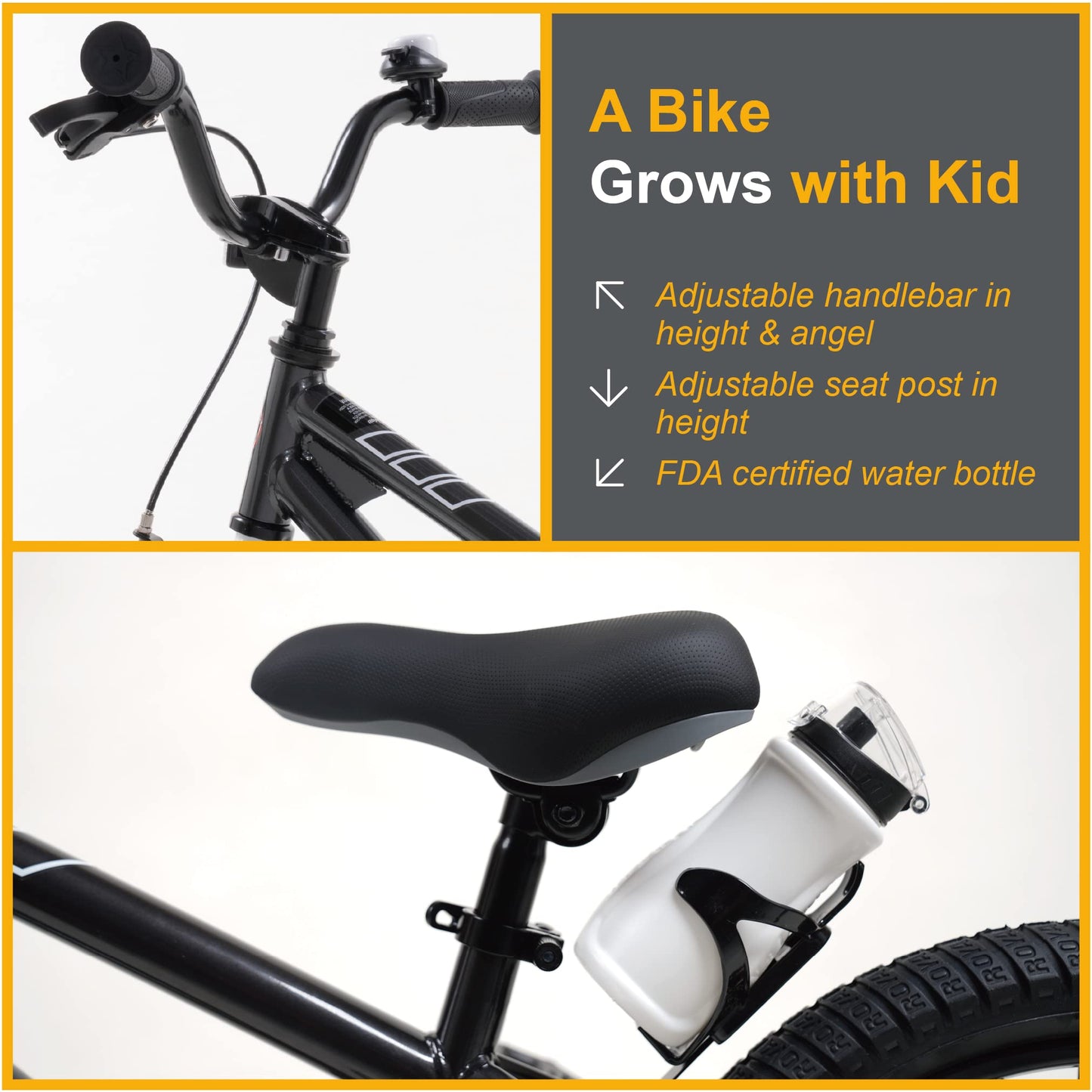 Royalbaby Freestyle Dual Handbrakes Kids Bike, 18 Inch Wheels Learning Bicycle for Beginners Boys Girls Age 5-9 Years, Black