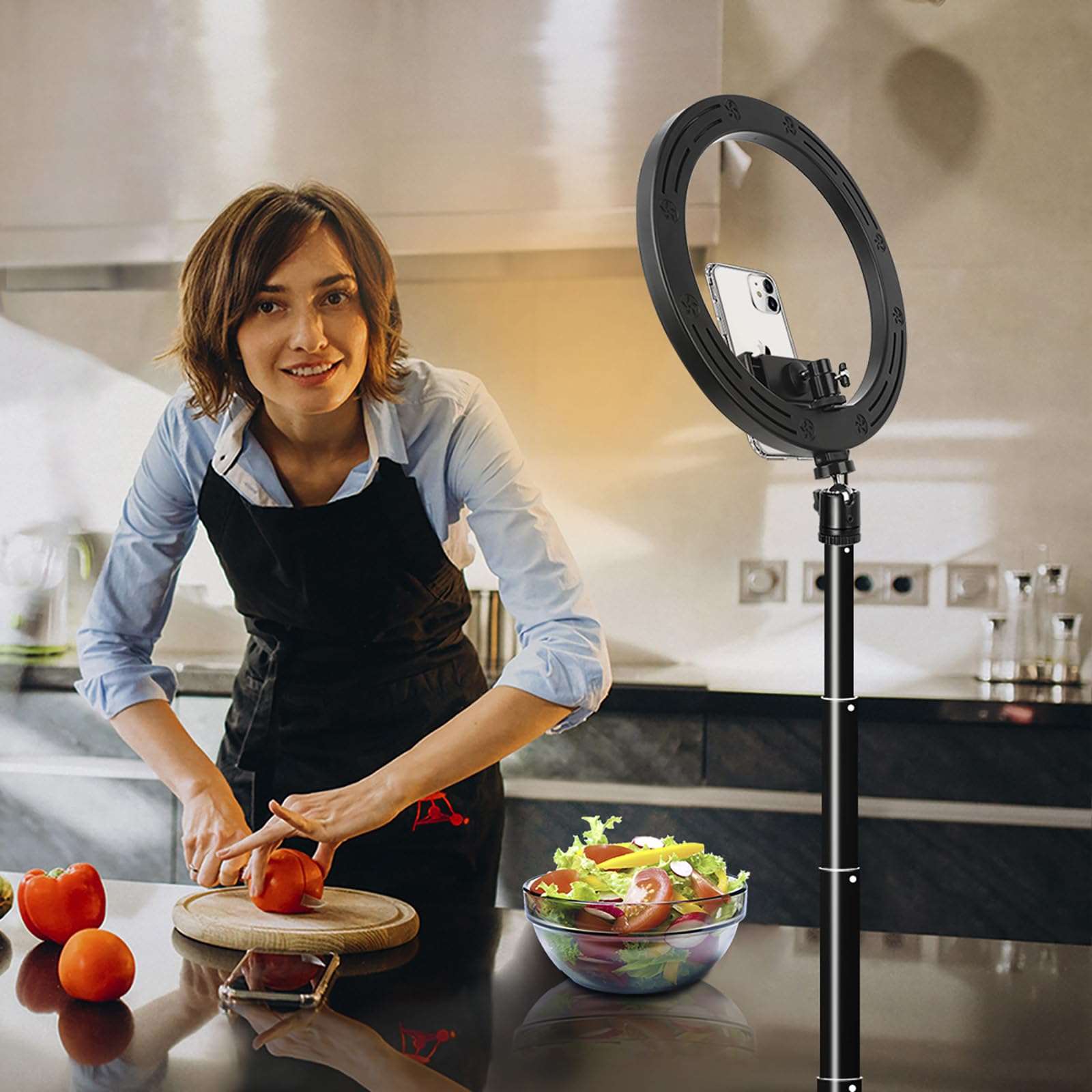 10" Ring Light with 59" Tripod Stand & Phone Holder for YouTube Video, Dimmable Led Ring Light for Camera, Video, Makeup, Selfie Photography Compatible with Smartphone