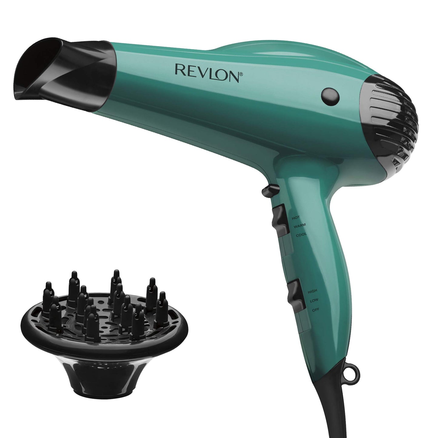 REVLON 1875W Compact Folding Handle Hair Dryer | Great for Travel & Volume Booster Hair Dryer | 1875W for Voluminous Lift and Body, (Green)