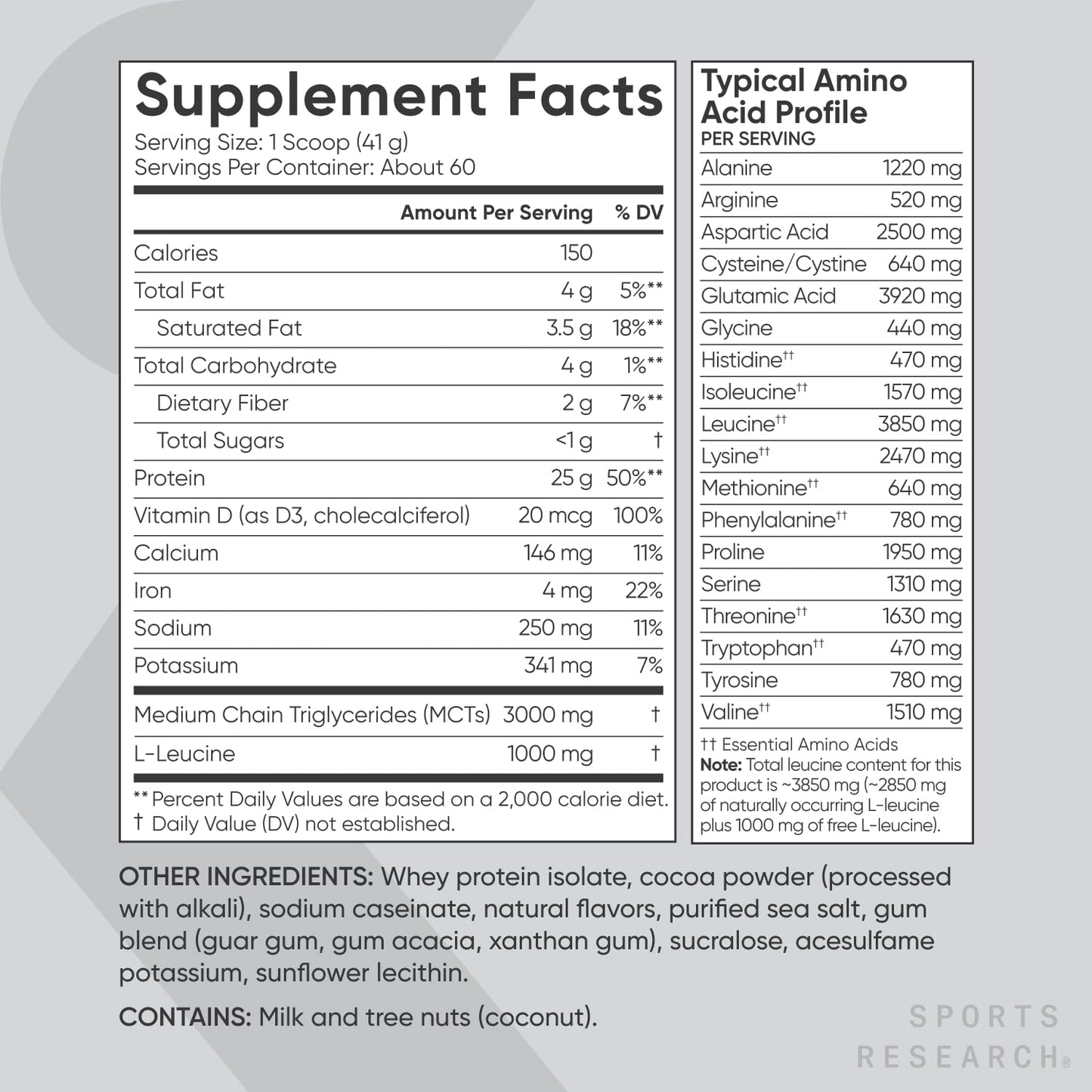 Sports Research Whey Protein - Sports Nutrition Whey Isolate Protein Powder for Lean Muscle Building & Workout Recovery - 5 lb Bag Bulk Protein Powder 25g per Serving - Dutch Chocolate, 60 Servings