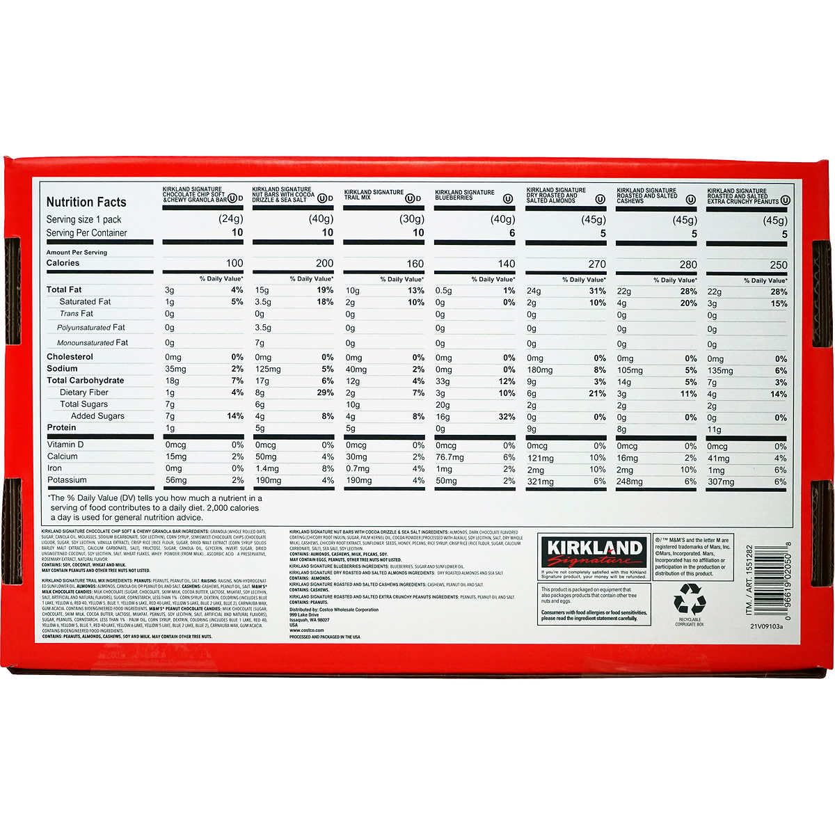 Kirkland Signature Variety Snack Box, 51 ct