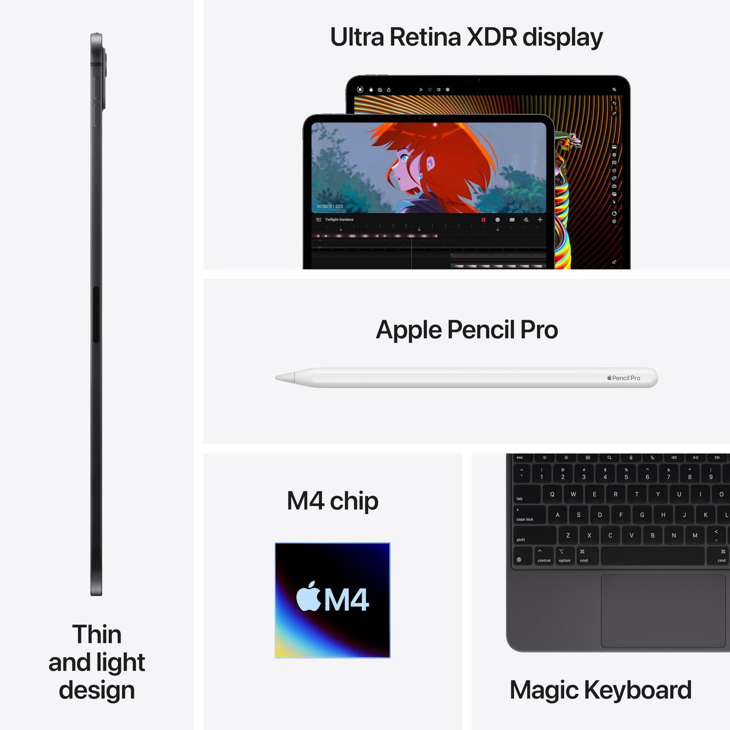 Apple iPad Pro 13-Inch (M4): Ultra Retina XDR Display, 256GB, Landscape 12MP Front Camera/12MP Back Camera, LiDAR Scanner, Wi-Fi 6E, Face ID, All-Day Battery Life — Space Black