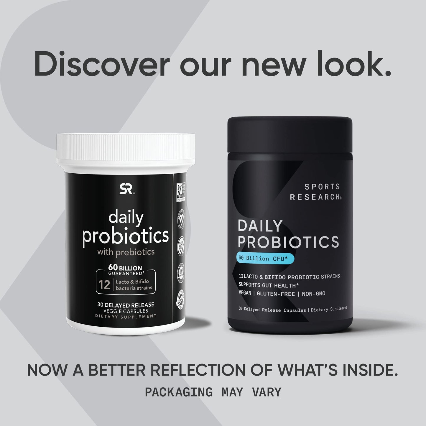 Sports Research Daily Probiotics with Prebiotics, 60 Billion CFU - Vegan Capsules for Gut Health & Digestive Support, Probiotics for Women & Men - Non-GMO Verified & Gluten Free - 30 Count