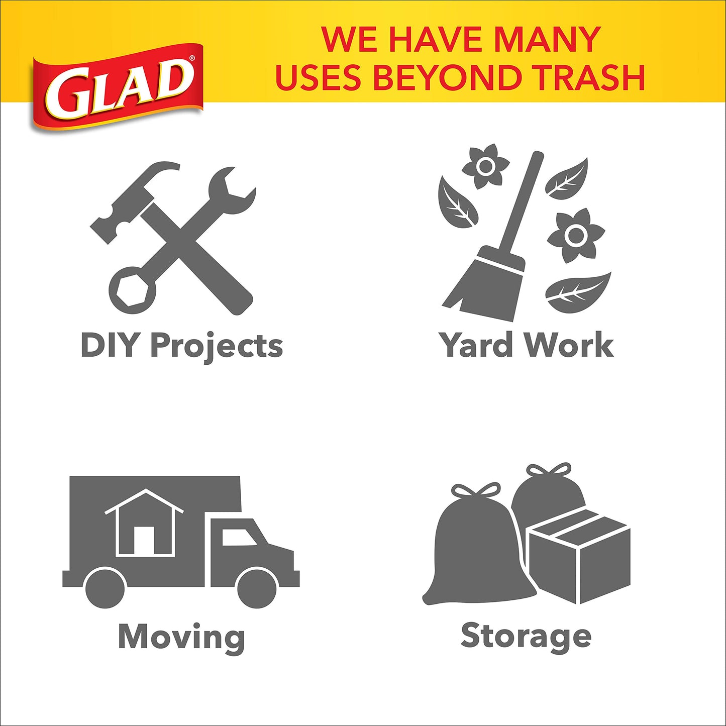 Glad Trash Bags, Large Drawstring Garbage Bags ForceFlex with Clorox, 30 Gallon, Mountain Air, 25 Count