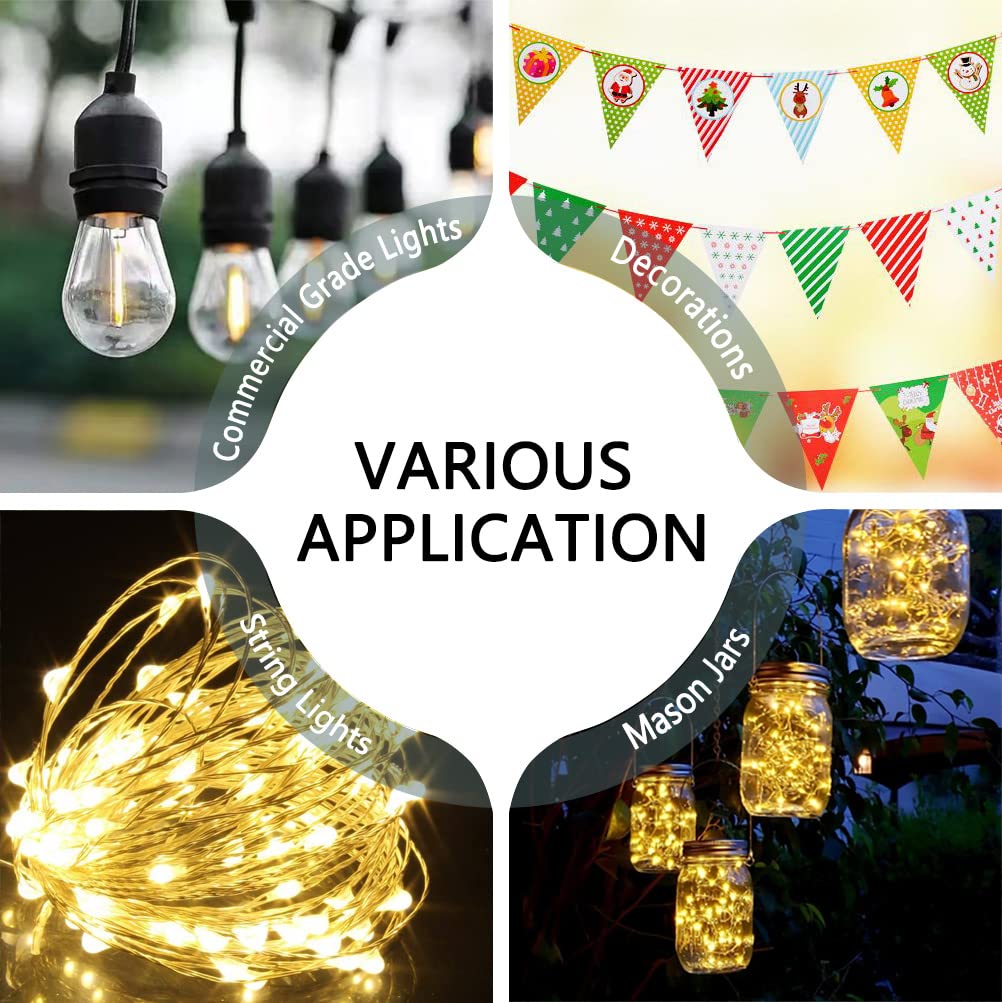 RINLAIN String Light Poles 2 Pack,8.3ft Height Adjustable Metal Stand Pole with Hooks for Hanging String Lights,Garden, Backyard, Patio Lighting Stand for Parties, Wedding (2Pack-Deck Pole, Black)