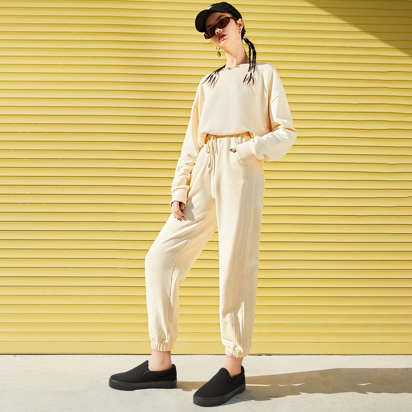 Women's Canvas Slip On Shoes Fashion Sneakers Flats Shoes White Canvas Shoes(Full Black.US8)