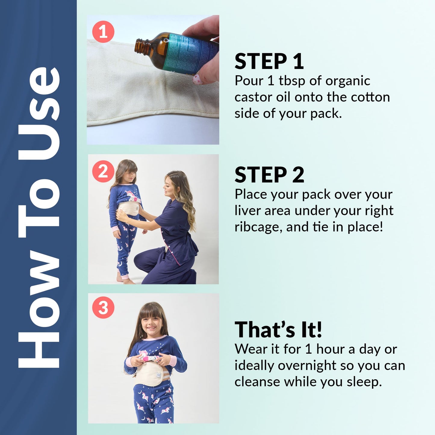 QUEEN OF THE THRONES Kids Castor Oil Pack - Organic Cotton Flannel (3.38oz Organic Castor Oil Included)
