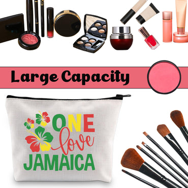 JNIAP Jamaica Gifts For Women Jamaica Vacation Cosmetic Bag One Love Jamaica Makeup Pouch Jamaican Souvenirs Travel Bag