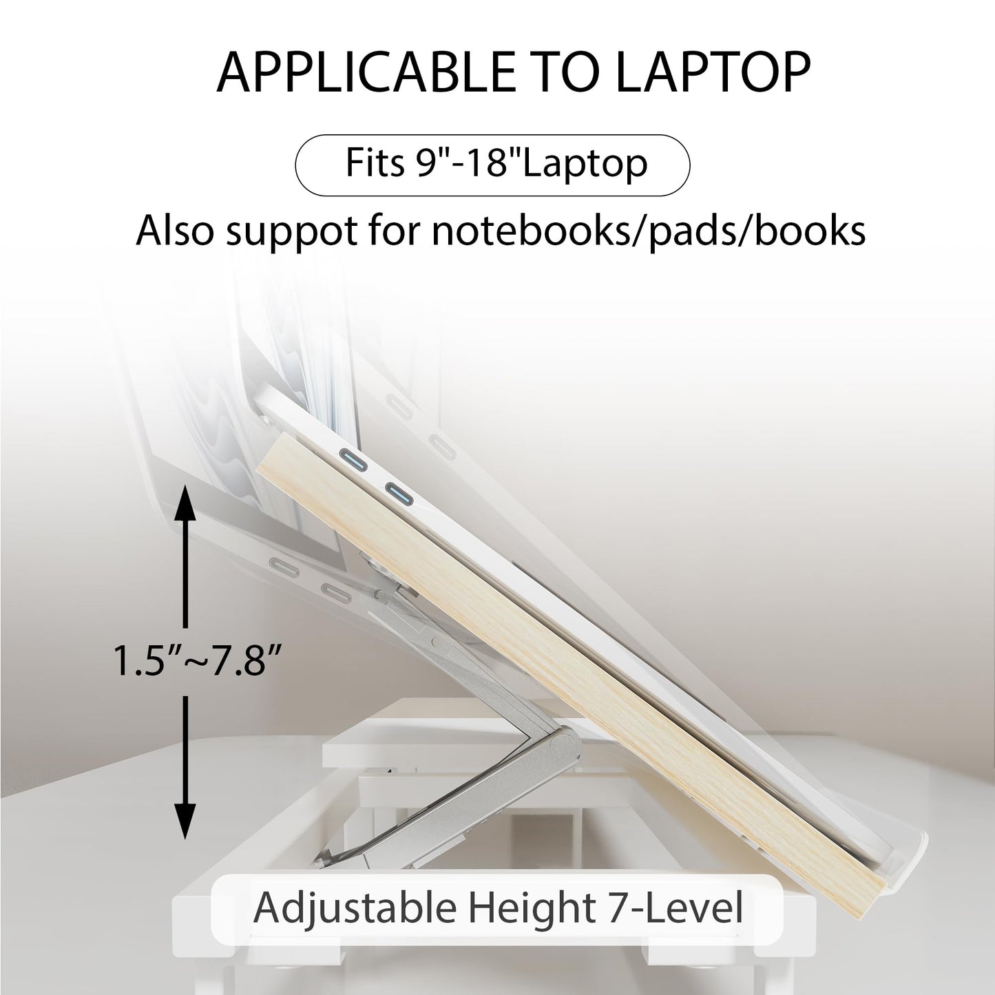 Dual Monitor Stand with Adjustable Laptop Riser - Monitor Stand for 2 Monitors, Ergonomic 7-Angle Adjustable Laptop Stand for Desk, Wooden Computer Stand For Home Office with Metal Legs, Oak