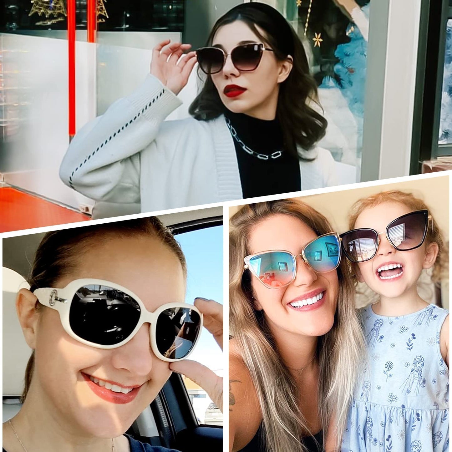Joopin Womens Sunglasses, Elegant Jackie O Diamond Ladies Sunglasses, Trendy Cateye Sunglasses for Women