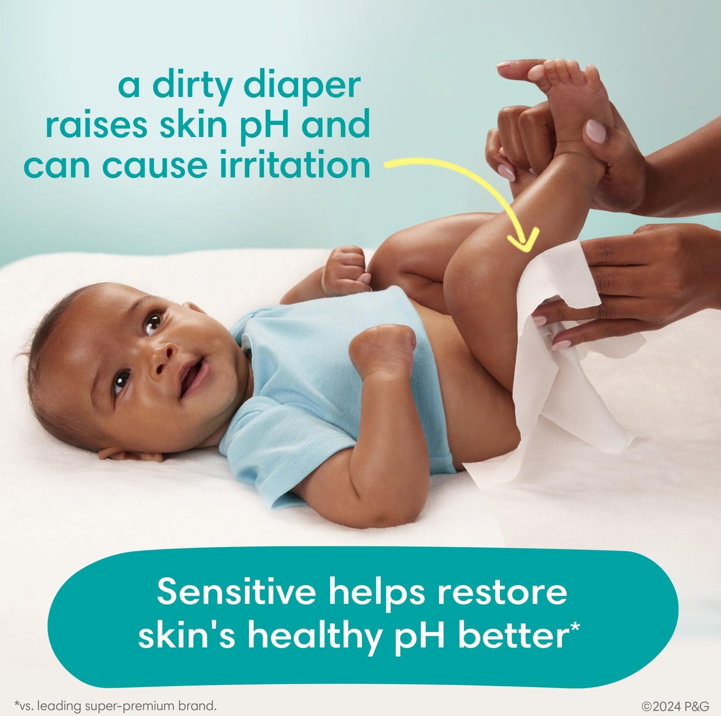 Pampers Sensitive Baby Wipes, Water Based, Hypoallergenic and Unscented, 8 Flip-Top Packs (672 Wipes Total)