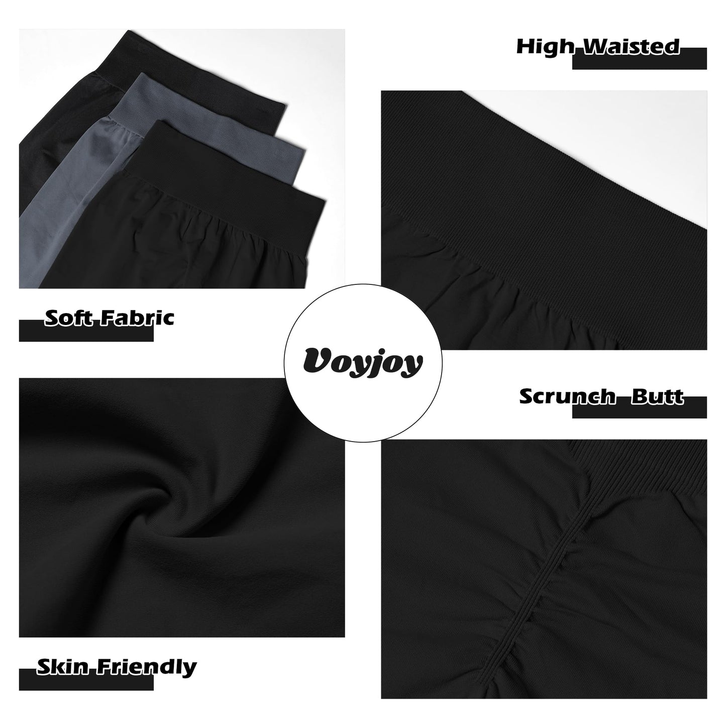 VOYJOY Tie Dye Seamless Leggings for Women High Waist Yoga Pants, Scrunch Butt Lifting Elastic Tights Black