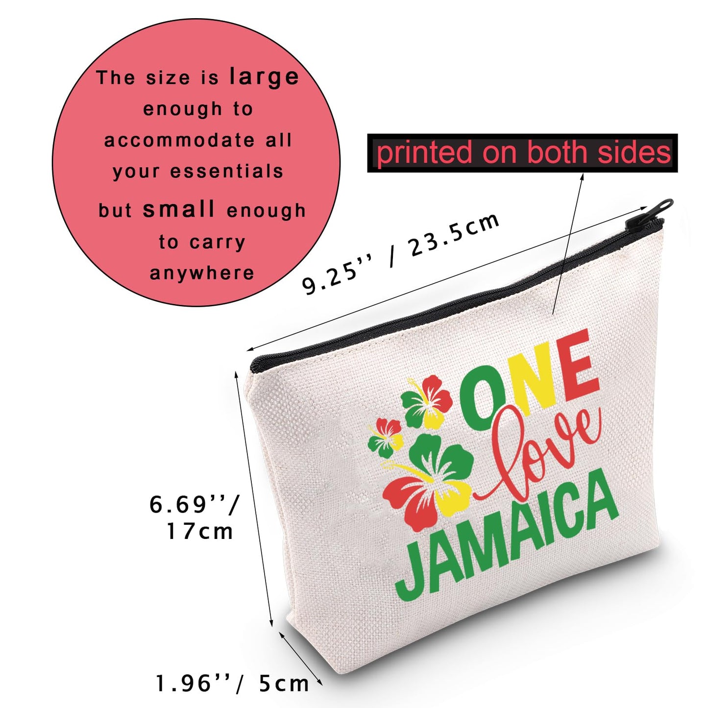 JNIAP Jamaica Gifts For Women Jamaica Vacation Cosmetic Bag One Love Jamaica Makeup Pouch Jamaican Souvenirs Travel Bag