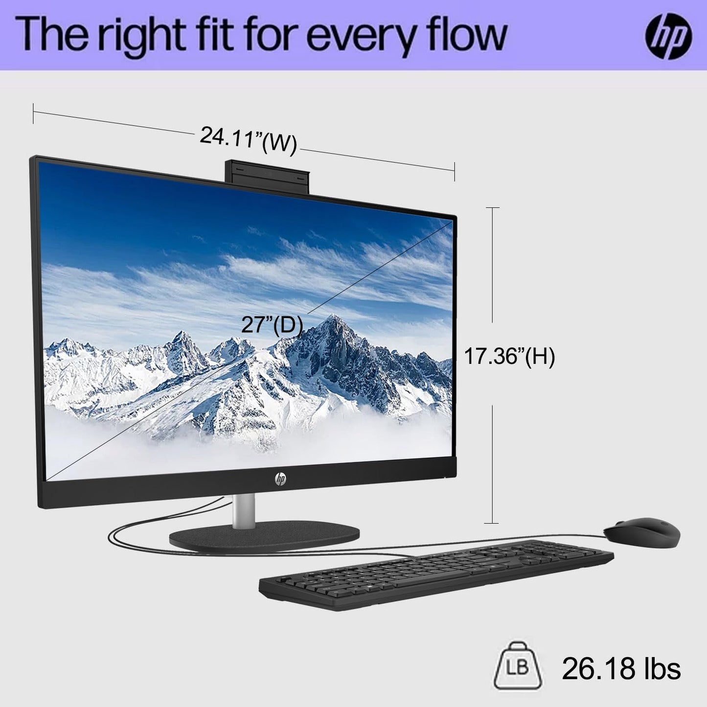 HP Newest 27" Touchscreen All-in-One, 27" FHD Display, Intel Core i7-1355U, 32GB RAM, 1TB SSD, IR Camera, Wired Keyboard & Mouse, HDMI, RJ45, Wi-Fi 6, Windows 11 Home, Black