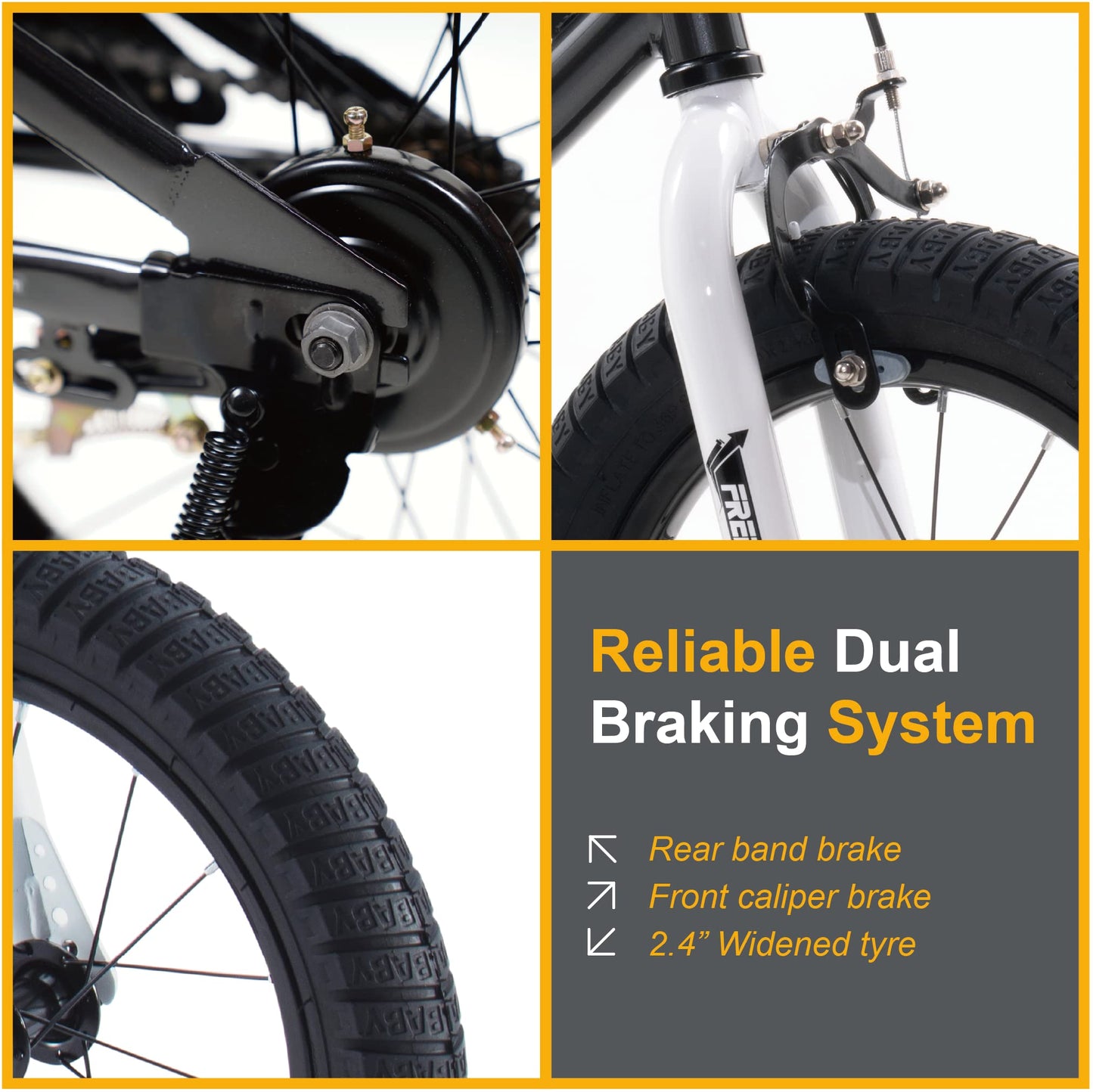 Royalbaby Freestyle Kids Bike 20 Inch Wheel Bicycle Teens BMX with Dual Hand Brakes Kickstand Boys Girls Ages 6-10 Years, Black